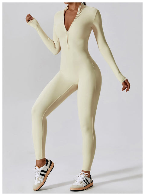 CurvyPower | UK Jumpsuit Front Zippered Full Shaping Fitness Jumpsuit