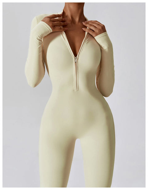 CurvyPower | UK Jumpsuit Front Zippered Full Shaping Fitness Jumpsuit