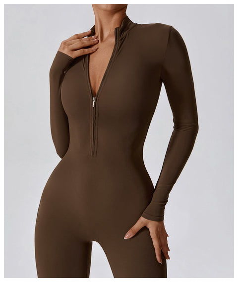 CurvyPower | UK Jumpsuit Front Zippered Full Shaping Fitness Jumpsuit