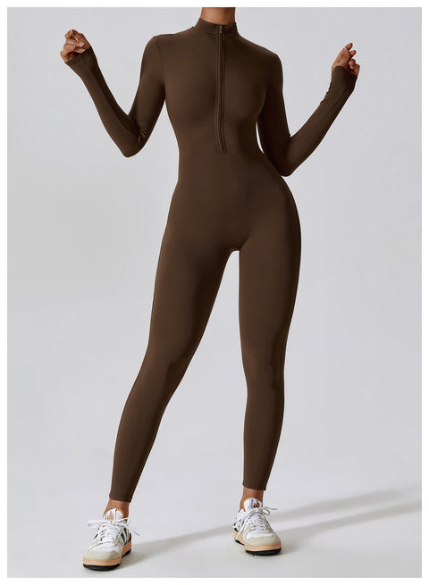 CurvyPower | UK Jumpsuit Front Zippered Full Shaping Fitness Jumpsuit