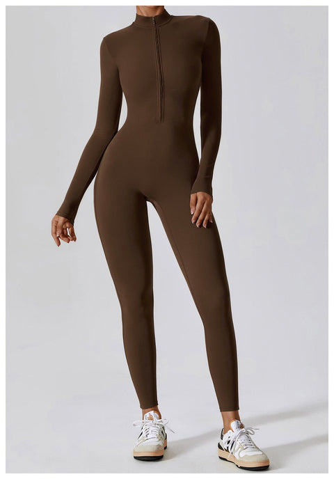 CurvyPower | UK Jumpsuit Front Zippered Full Shaping Fitness Jumpsuit