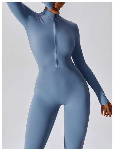 CurvyPower | UK Jumpsuit Front Zippered Full Shaping Fitness Jumpsuit