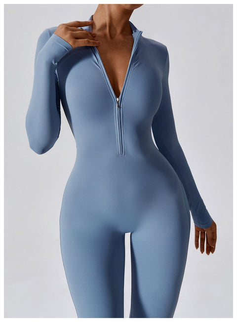 CurvyPower | UK Jumpsuit Front Zippered Full Shaping Fitness Jumpsuit