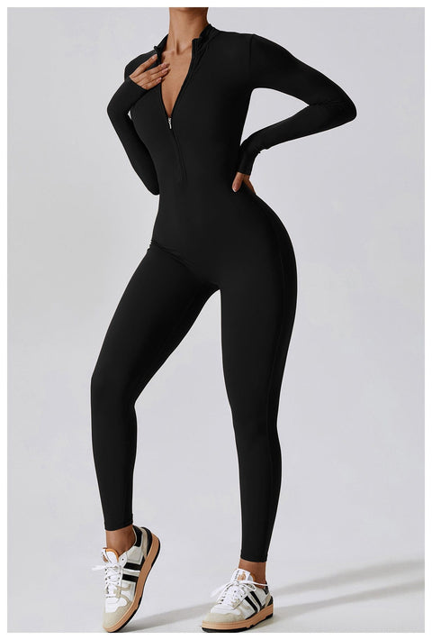 CurvyPower | UK Jumpsuit Front Zippered Full Shaping Fitness Jumpsuit