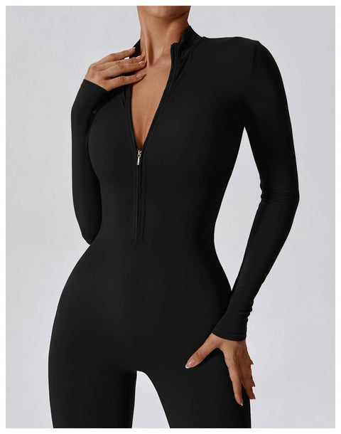 CurvyPower | UK Jumpsuit Front Zippered Full Shaping Fitness Jumpsuit