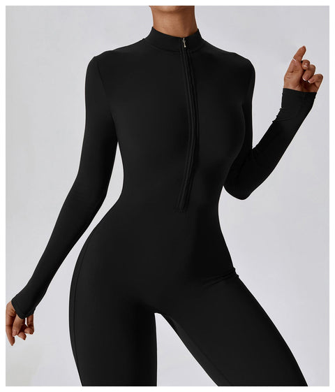 CurvyPower | UK Jumpsuit Front Zippered Full Shaping Fitness Jumpsuit