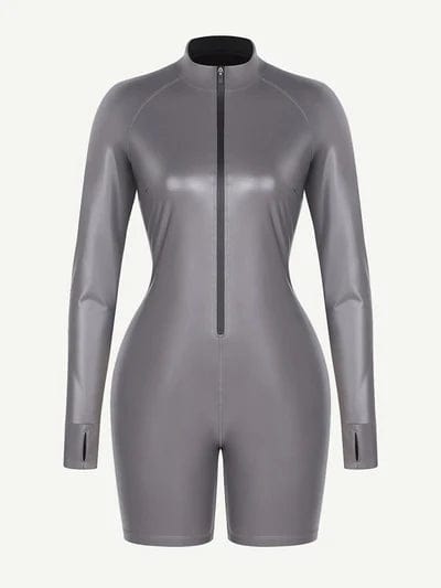 CurvyPower | UK Jumpsuit Long Sleeve Shaping Sauna Suit with Front Zipper