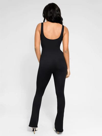 CurvyPower | UK Jumpsuit Low Back Tummy Control Flared Jumpsuit