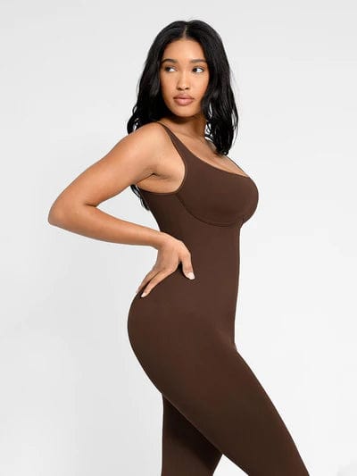 CurvyPower | UK Jumpsuit Low Back Tummy Control Flared Jumpsuit