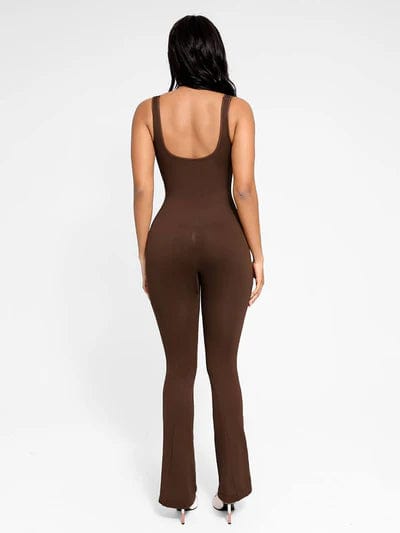 CurvyPower | UK Jumpsuit Low Back Tummy Control Flared Jumpsuit