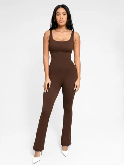 CurvyPower | UK Jumpsuit Low Back Tummy Control Flared Jumpsuit