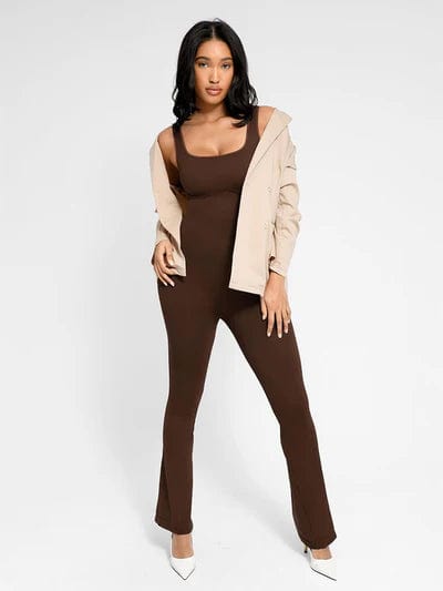 CurvyPower | UK Jumpsuit Low Back Tummy Control Flared Jumpsuit