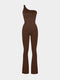 CurvyPower | UK Jumpsuit Seamless Shaping Jumpsuit with Slanted Shoulder and Flared Legs