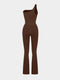 CurvyPower | UK Jumpsuit Seamless Shaping Jumpsuit with Slanted Shoulder and Flared Legs