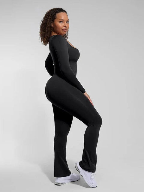 CurvyPower | UK Jumpsuit Seamless Square Neck Shapewear Flared Jumpsuit