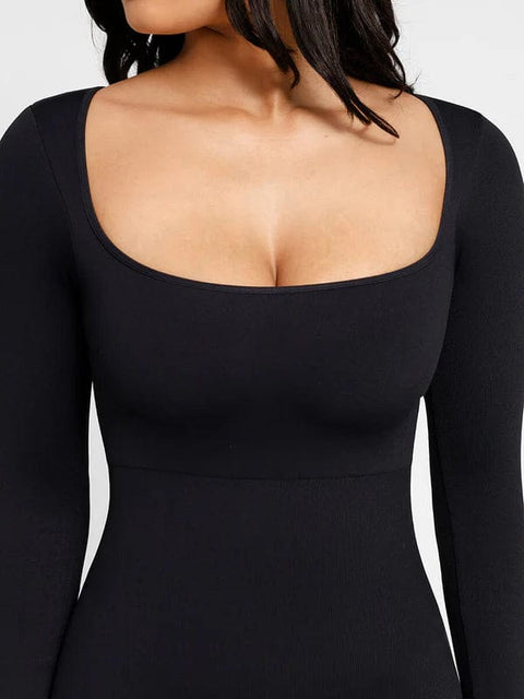 CurvyPower | UK Jumpsuit Seamless Square Neck Shapewear Flared Jumpsuit