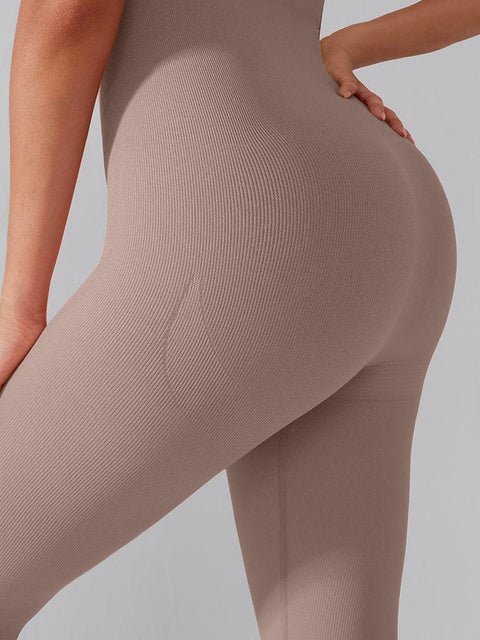 CurvyPower | UK Jumpsuit Seamless Yoga Jumpsuit with Built-in Bra Sculpting Butterfly Back Workout Bodysuit