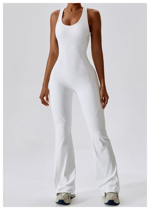 CurvyPower | UK Jumpsuit Swan White / S Backless Flared Tummy Control Shaping Jumpsuit For Women