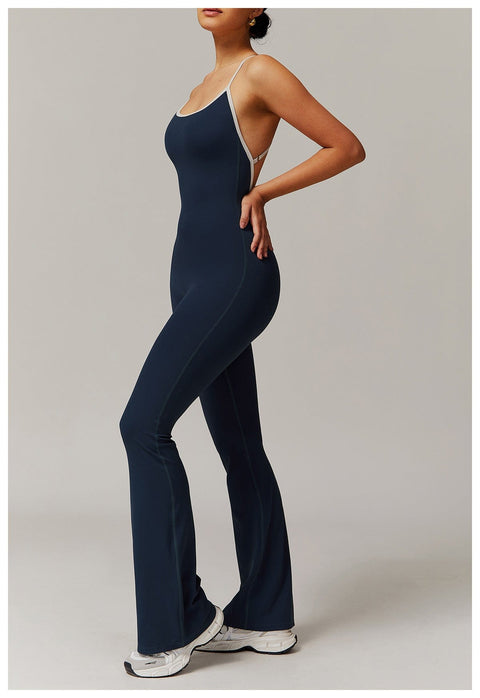 CurvyPower | UK Jumpsuit Women Tummy Control Flared Cross-Back Shaping Jumpsuit