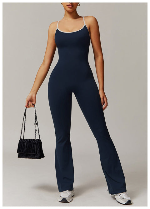 CurvyPower | UK Jumpsuit Women Tummy Control Flared Cross-Back Shaping Jumpsuit