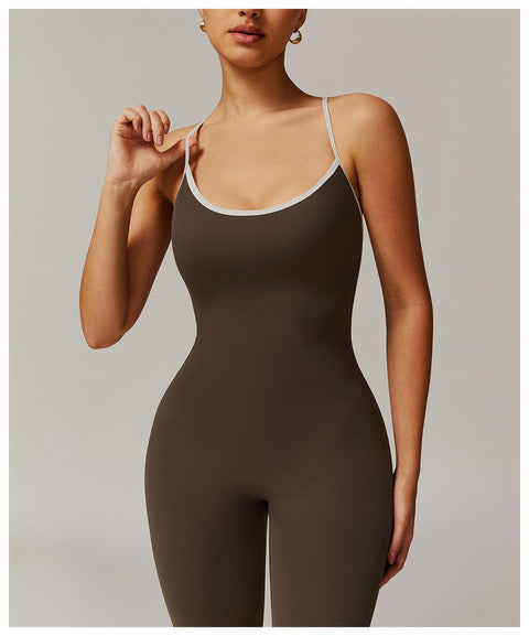 CurvyPower | UK Jumpsuit Women Tummy Control Flared Cross-Back Shaping Jumpsuit