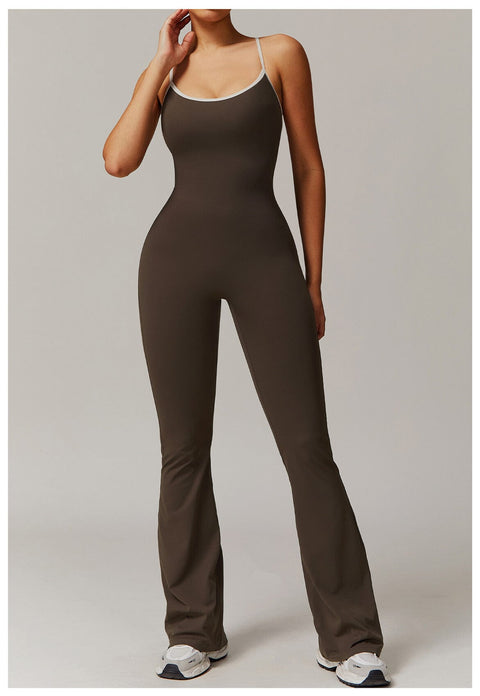CurvyPower | UK Jumpsuit Women Tummy Control Flared Cross-Back Shaping Jumpsuit