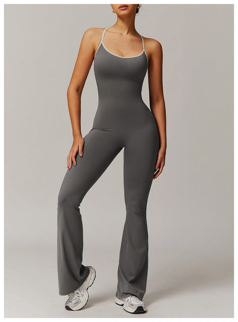 CurvyPower | UK Jumpsuit Women Tummy Control Flared Cross-Back Shaping Jumpsuit