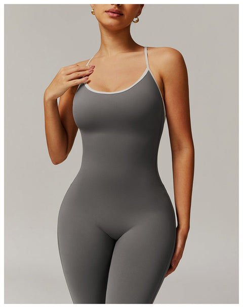 CurvyPower | UK Jumpsuit Women Tummy Control Flared Cross-Back Shaping Jumpsuit