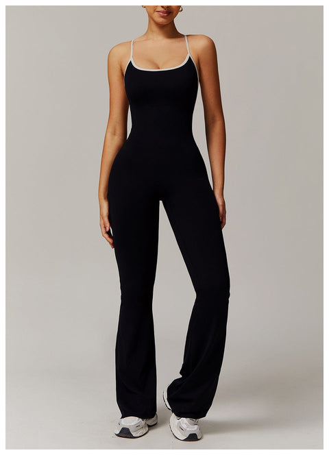 CurvyPower | UK Jumpsuit Women Tummy Control Flared Cross-Back Shaping Jumpsuit
