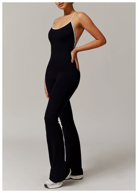 CurvyPower | UK Jumpsuit Women Tummy Control Flared Cross-Back Shaping Jumpsuit