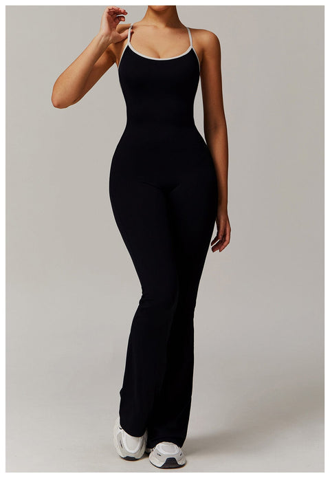 CurvyPower | UK Jumpsuit Women Tummy Control Flared Cross-Back Shaping Jumpsuit