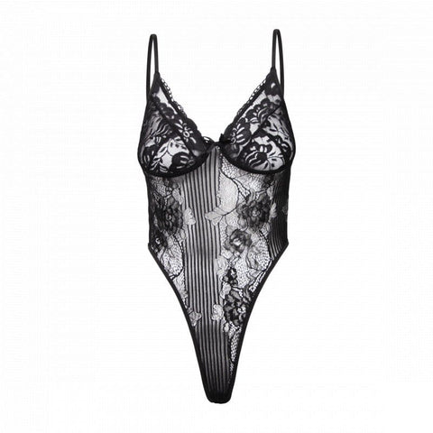 CurvyPower | Be You ! Lingerie Lace Shapewear Bodysuit With Built-In Bra