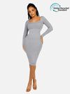 CurvyPower | UK Maxi Dress Dark Gray / XS/S Long Sleeve Tummy Control Bodycon Maxi Dress