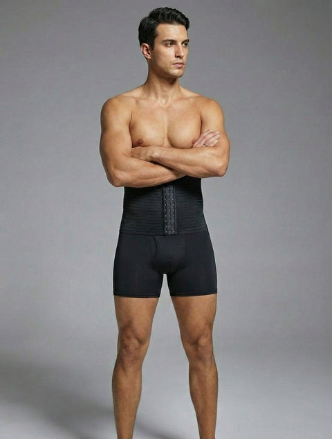 Men's High-Waist Compression Shaping Shorts Breathable Slimming Fit Black
