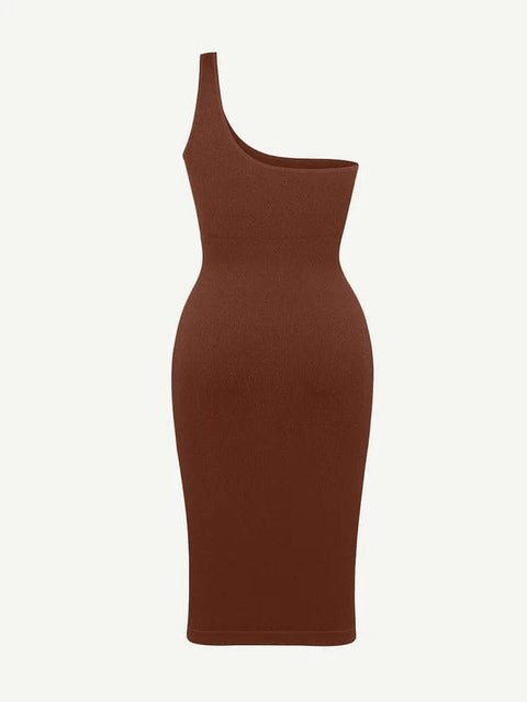 CurvyPower | UK Midi Dress Midi Dress One-Shoulder and Waist Cinching Shapewear