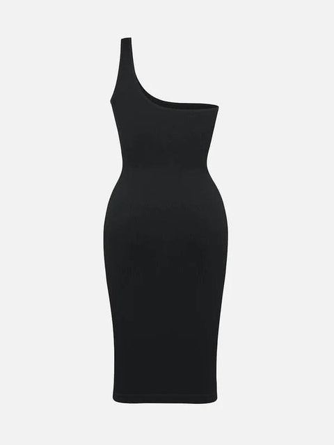 CurvyPower | UK Midi Dress Summer One Shoulder Tight Bodycon Midi Dress With Built In Bra