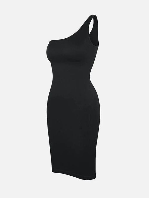 CurvyPower | UK Midi Dress Summer One Shoulder Tight Bodycon Midi Dress With Built In Bra