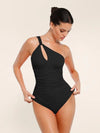 CurvyPower | UK One-Piece Swimsuit Black / S One Shoulder Ruched One-Piece Swimsuit with Chest Support