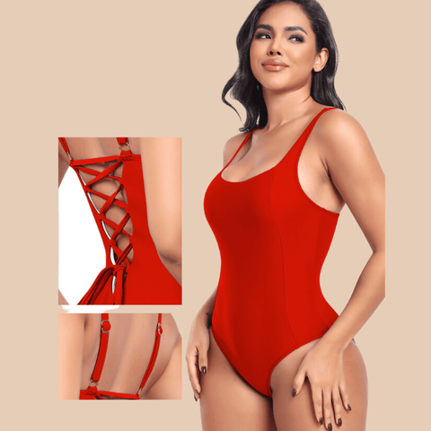 CurvyPower | UK One-Piece Swimsuit One Piece Lowback Slimming Swimsuit with Built-In Chest Pad