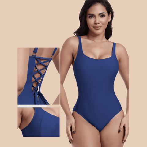 CurvyPower | UK One-Piece Swimsuit One Piece Lowback Slimming Swimsuit with Built-In Chest Pad