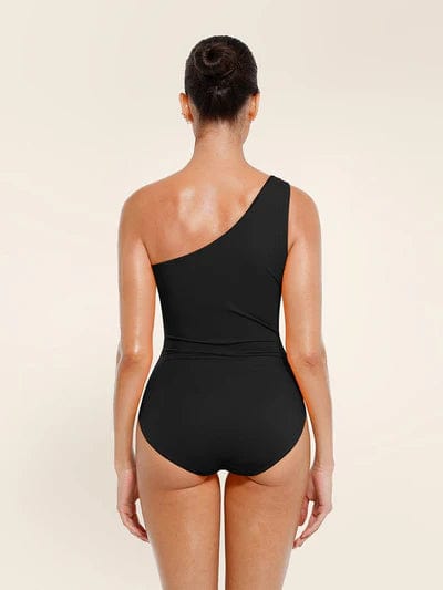 CurvyPower | UK One-Piece Swimsuit One Shoulder Ruched One-Piece Swimsuit with Chest Support