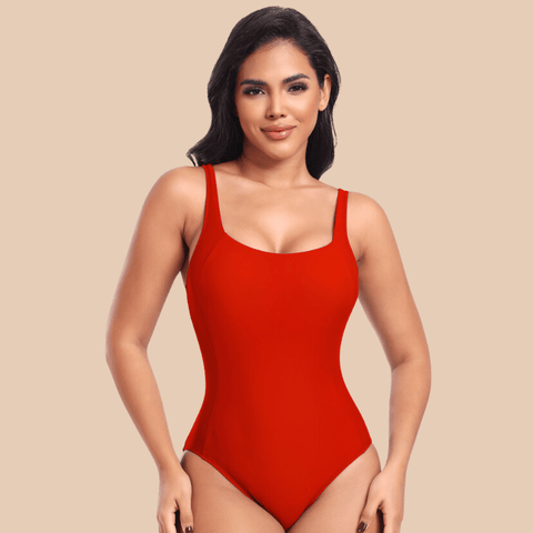 CurvyPower | UK One-Piece Swimsuit Red / S One Piece Lowback Slimming Swimsuit with Built-In Chest Pad