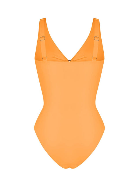 CurvyPower | UK One-Piece Swimsuits Waist Shaping Mesh Ruched One Piece Swimsuit with Pads