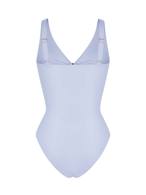 CurvyPower | UK One-Piece Swimsuits Waist Shaping Mesh Ruched One Piece Swimsuit with Pads