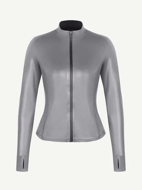 CurvyPower | UK Sauna Suit Long Sleeve Silver Film Sauna Shaper Top