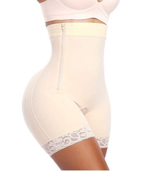CurvyPower | UK shaper shorts Beige / S Open Gusset Shapewear Shorts with Lace Stiches and Side Zipper Closure