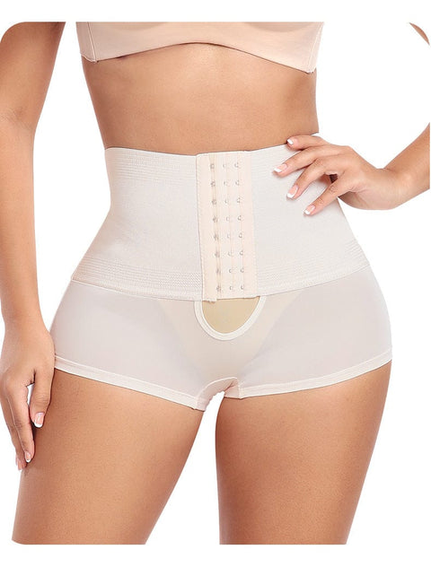 CurvyPower | UK shaper shorts Off White / S High Waist Trainer Shaping Shorts with Front Hook and Eye Closure