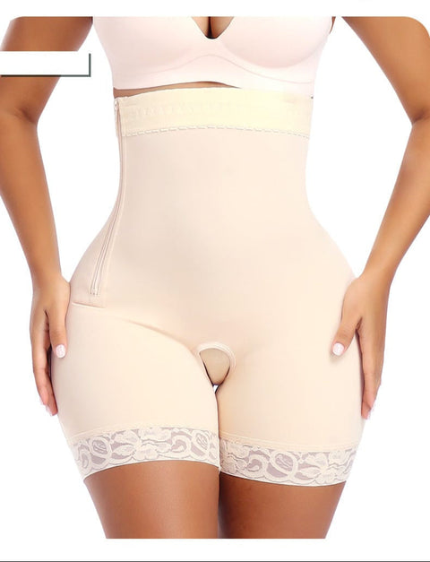 CurvyPower | UK shaper shorts Open Gusset Shapewear Shorts with Lace Stiches and Side Zipper Closure
