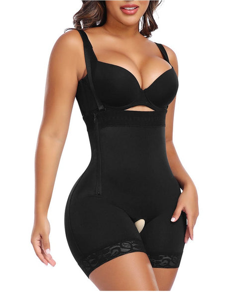 CurvyPower | UK shaper shorts Open Gusset Shapewear Shorts with Lace Stiches and Side Zipper Closure