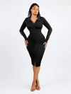 CurvyPower | UK Shirt Dress Black / XS/S Tummy Control Retro Long Sleeve Shapewear Shirt Dress